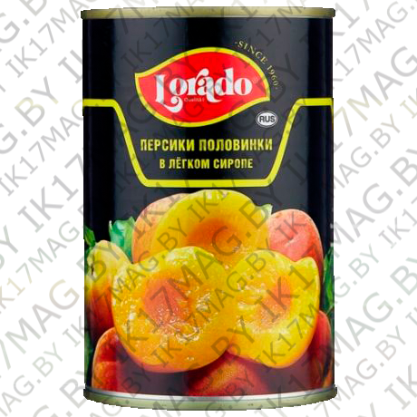 Персики половинки в легком сахарном сиропе Lorado, 410 мл