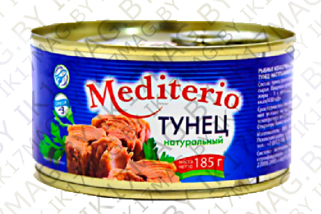 Рыбные консервы "Тунец натуралный филе-кусочки" 185 гр. ключ.