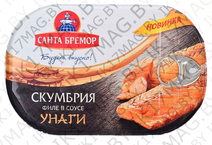 Консервы скумбрия атлантическая филе в соусе унагиСанта Бремор 190 гр