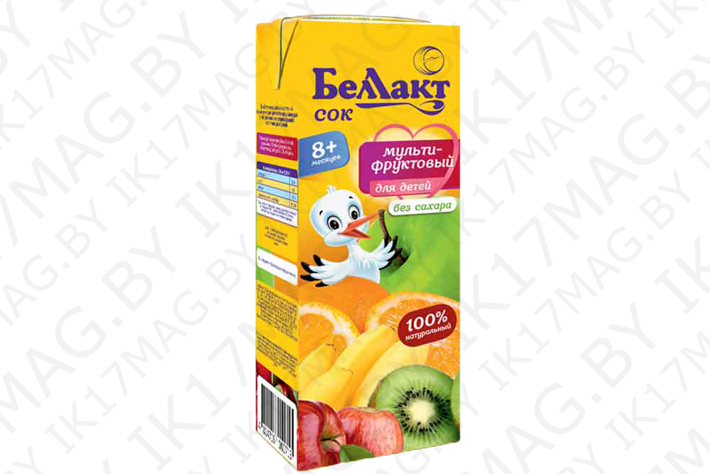 Мультифруктовый сок " Беллакт" 0,2л с 8 месяцев