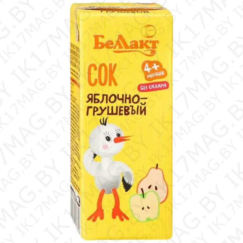 Сок Яблочно-грушевый "Беллакт" 0,2л. с 4месяцев